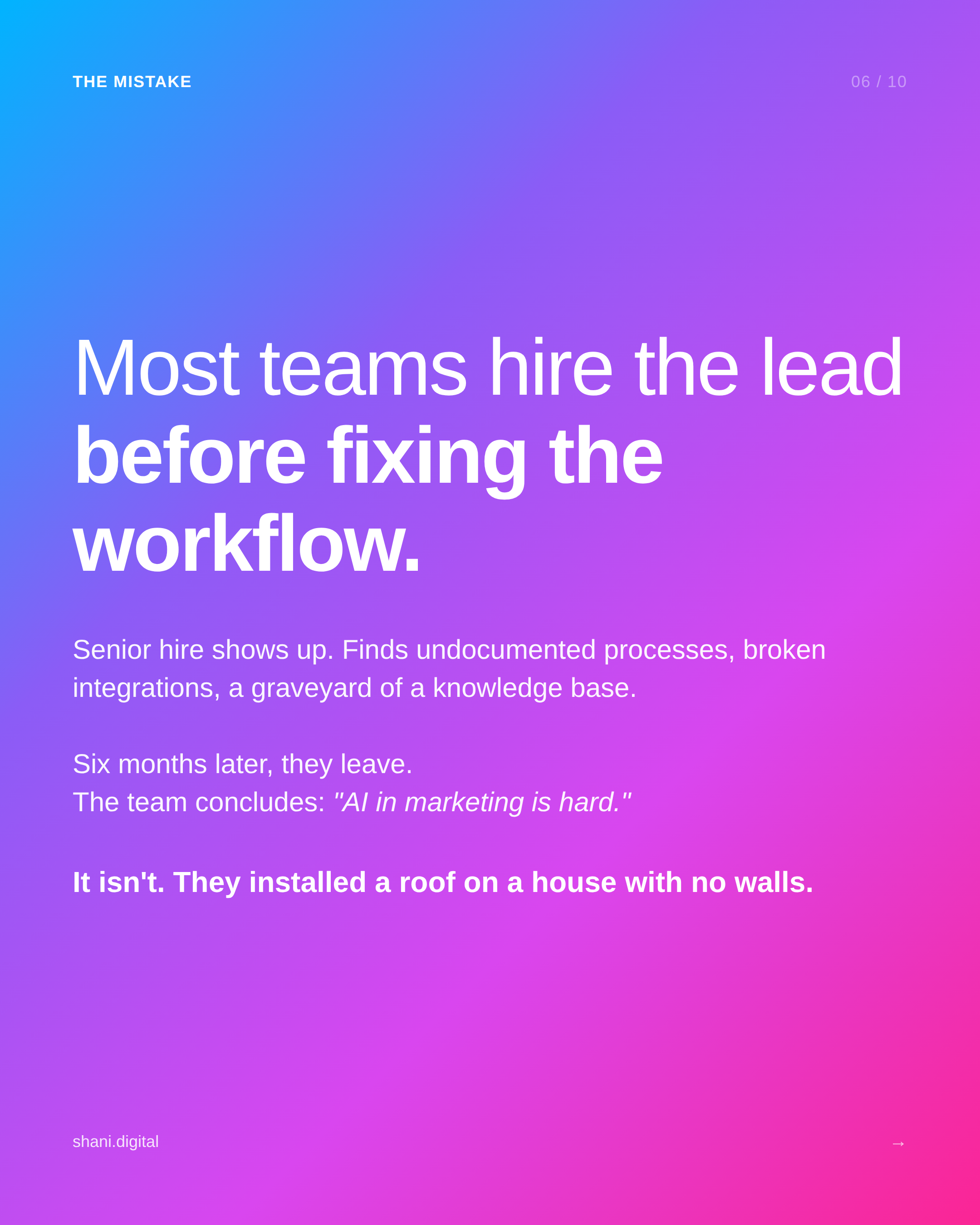 The mistake: most teams hire the AI Transformation Lead before fixing the underlying workflow